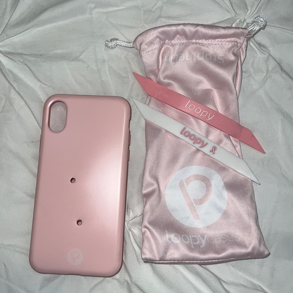 Pink Loopy Phone Case for iPhone XSwith Original Bag and with Two Loops (1 Used)